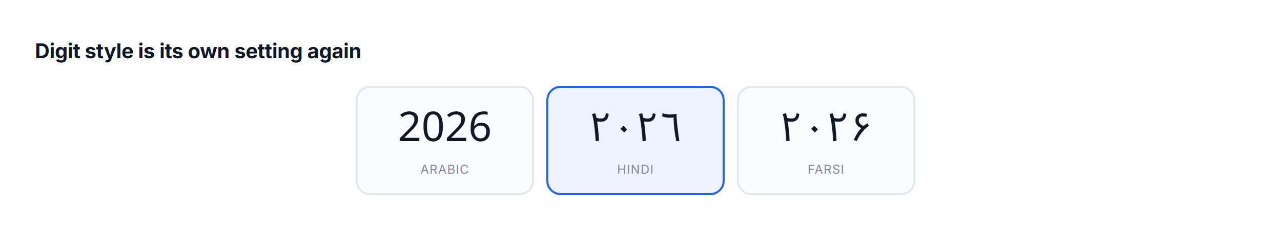 Digit style options that change numerals in Arabic text in Photoshop