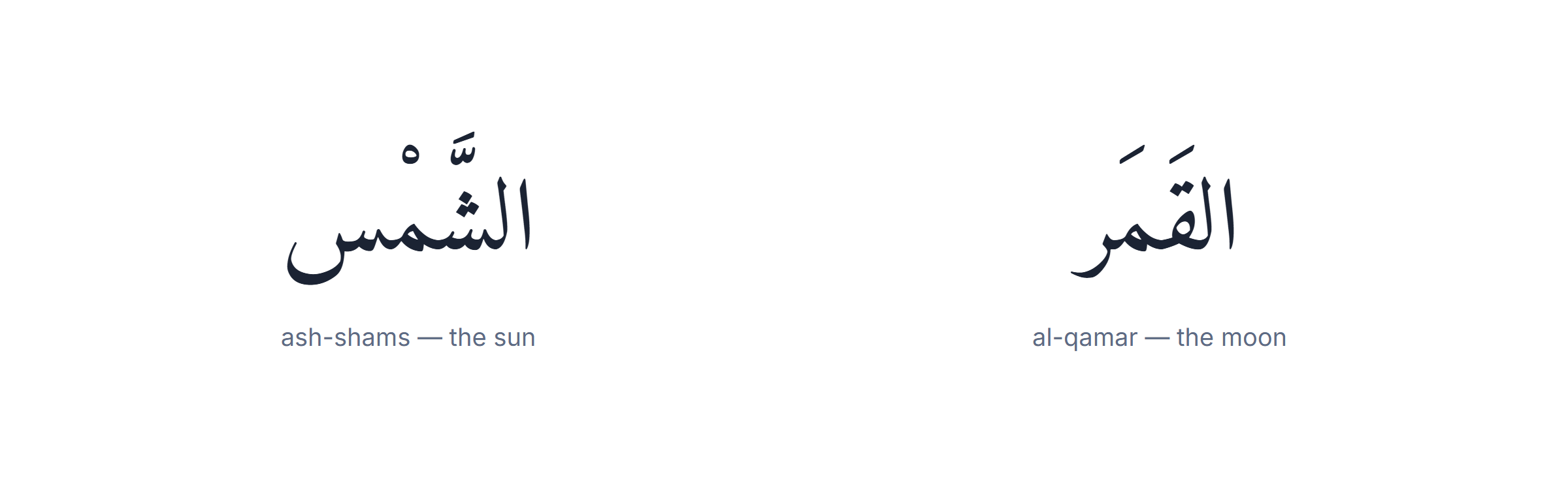 Sun and moon letters in Arabic — the definite article assimilates before a sun letter