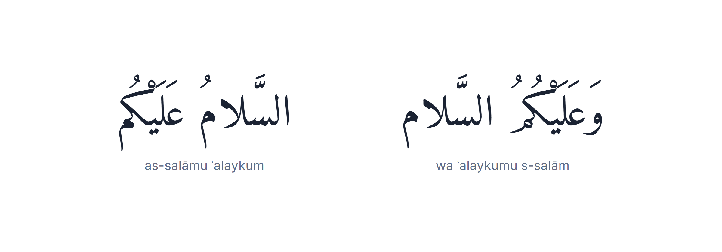 The Arabic greeting as-salamu alaykum and its reply — Arabic greetings come in fixed pairs