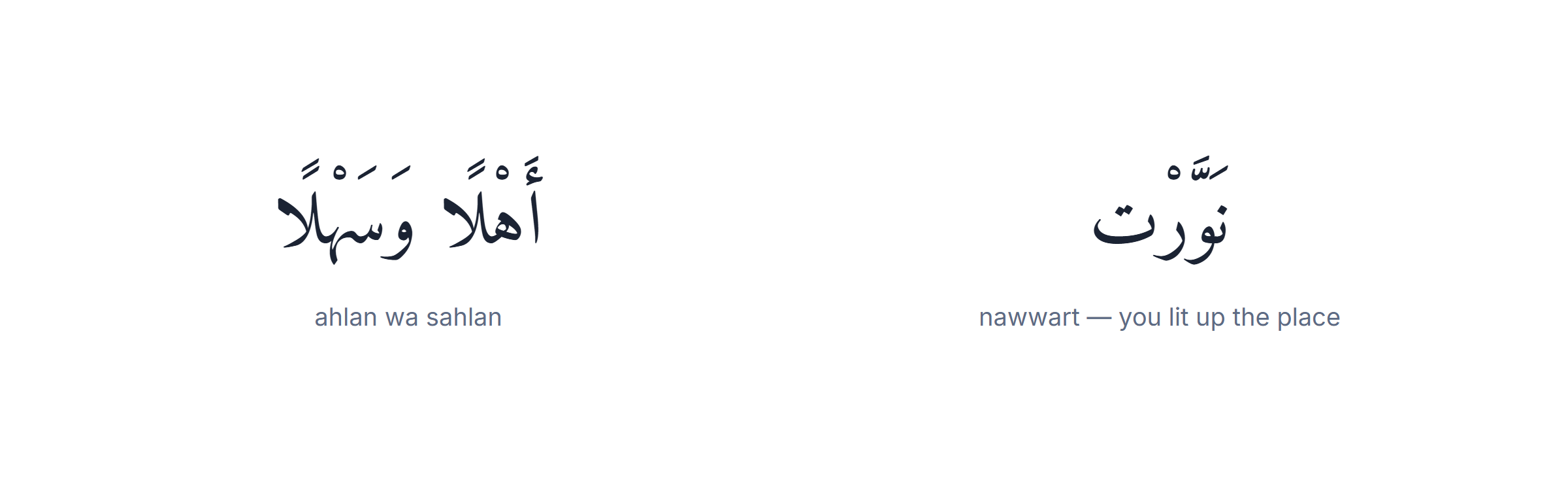 Two Arabic welcome greetings, including the one almost never taught to learners