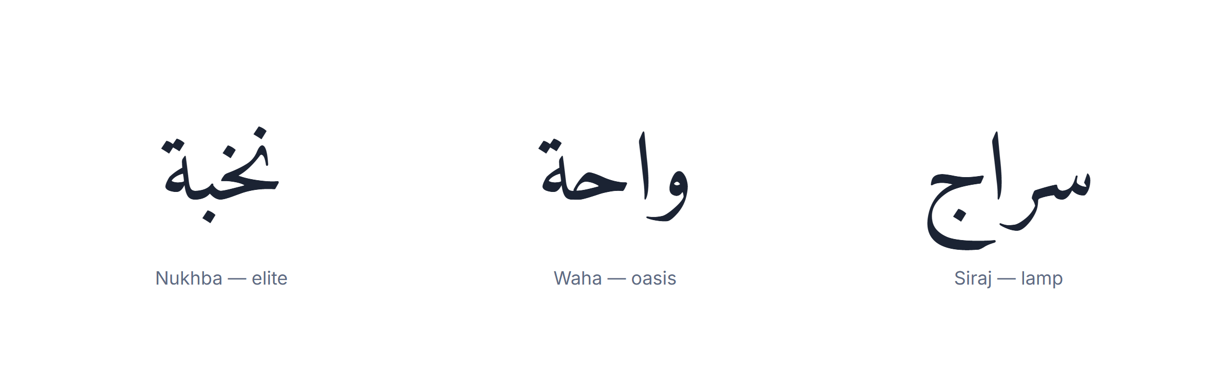 Arabic name generator: three short Arabic words used as business and brand names