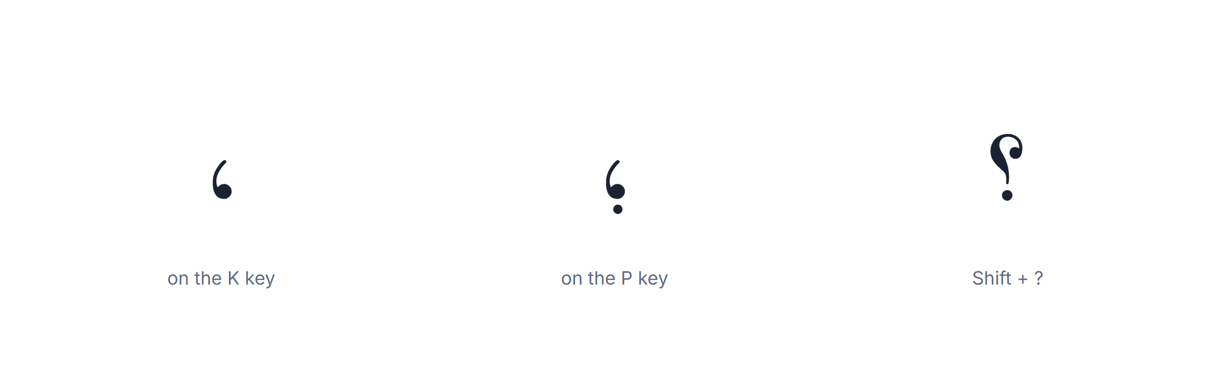Arabic punctuation on an Arabic keyboard layout showing where the comma, semicolon and question mark sit