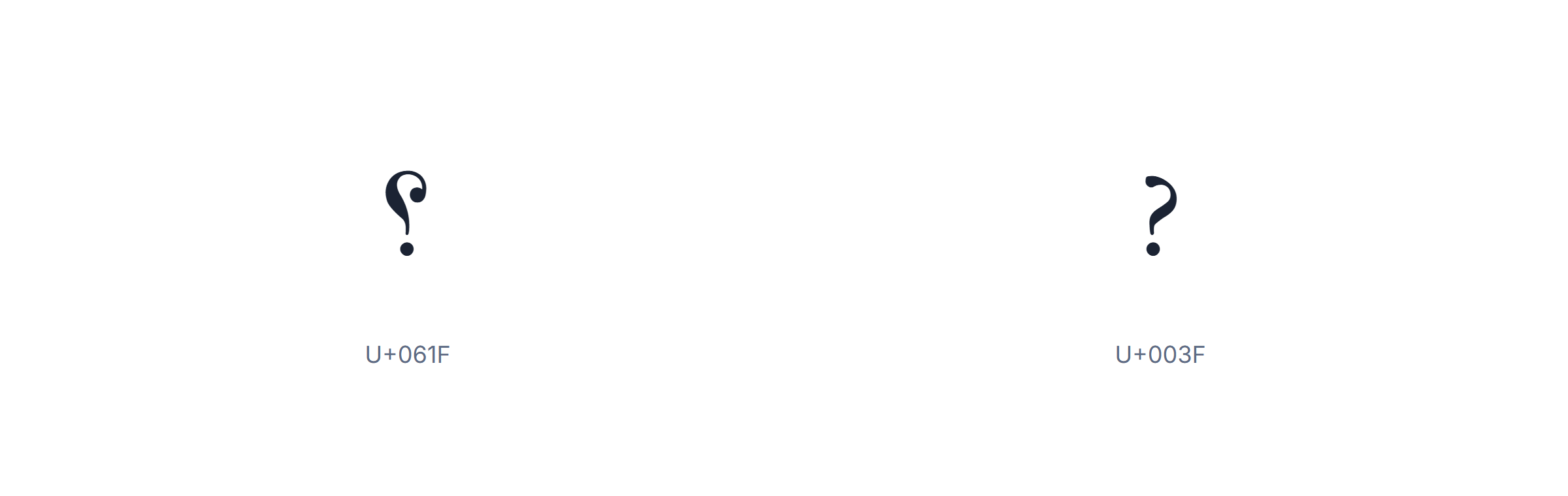 Arabic punctuation: the Arabic question mark U+061F mirrored against the Latin question mark