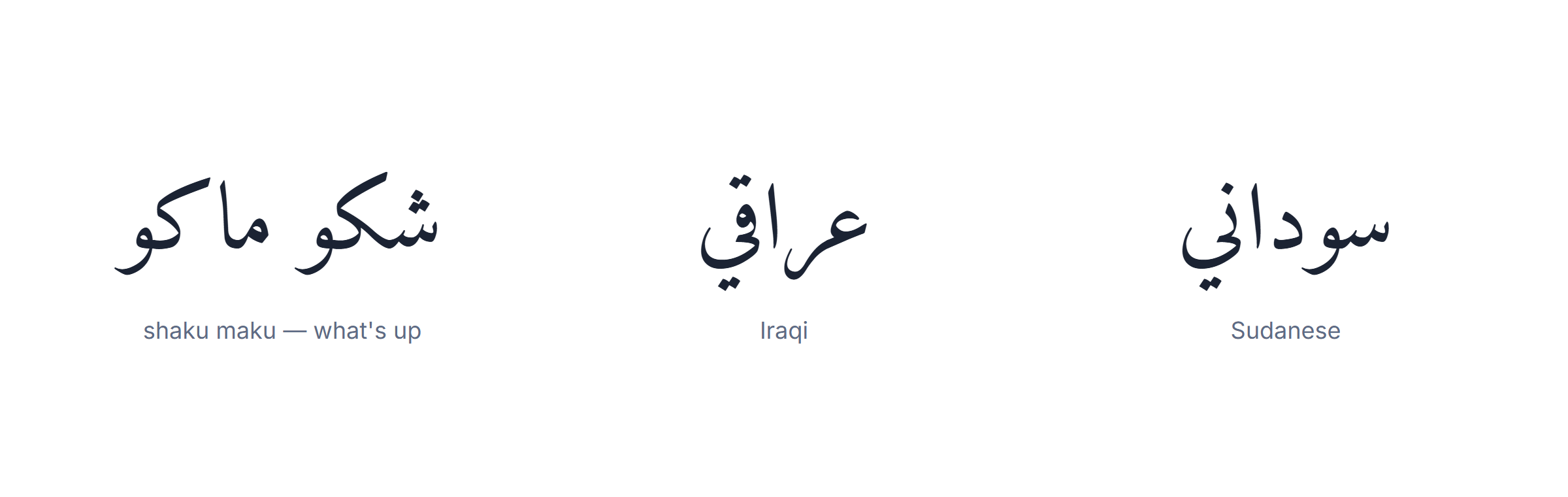 Iraqi Arabic slang shaku maku and Sudanese slang compared with the four main groups