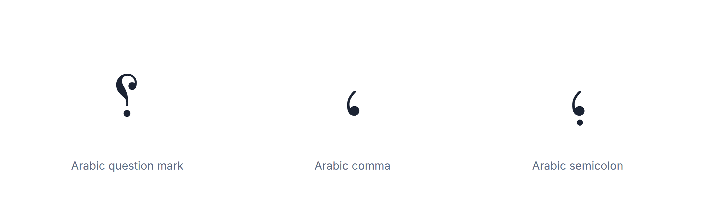 Arabic punctuation marks, mirrored to suit right-to-left writing